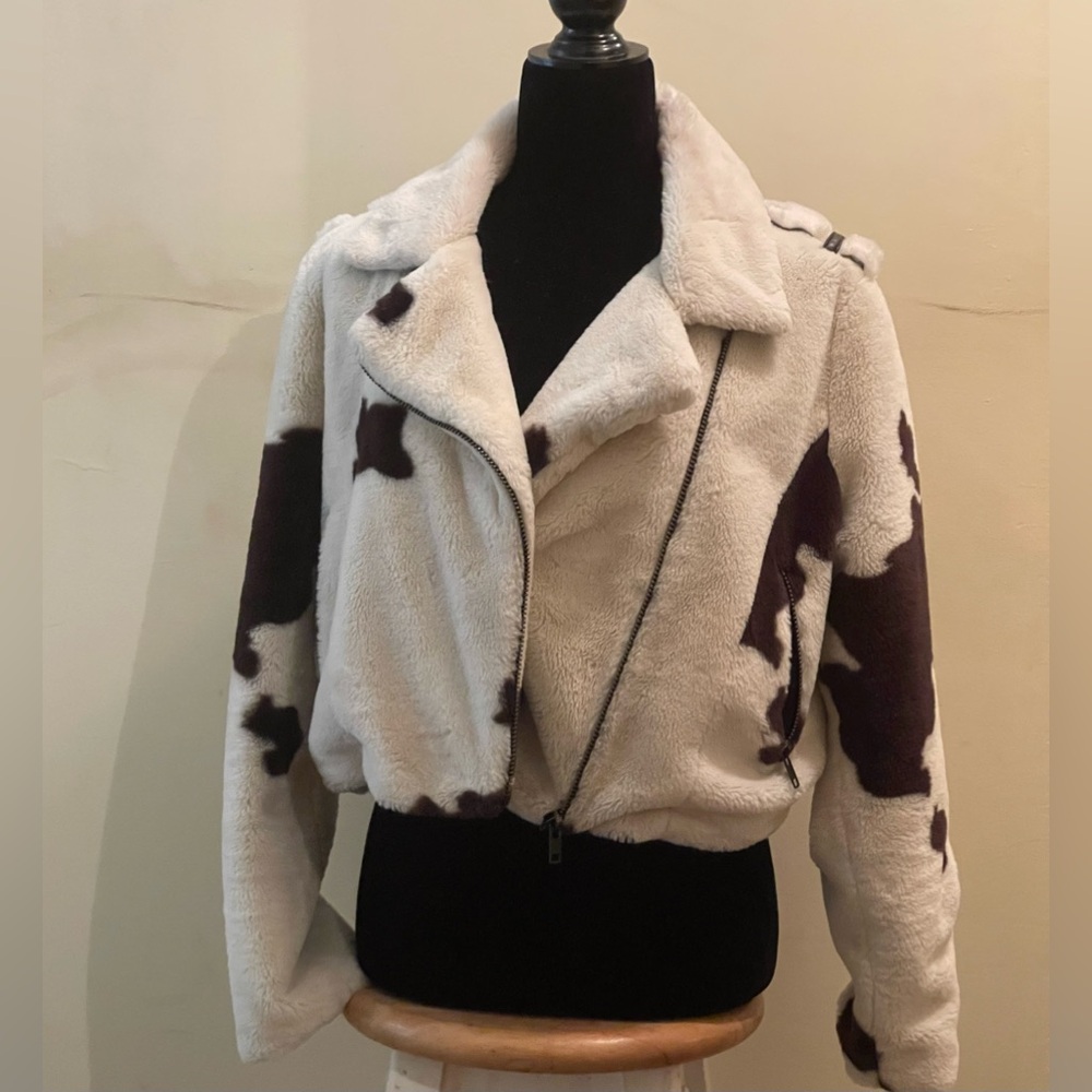 Forever 21 Faux Fur Cow Print Jacket